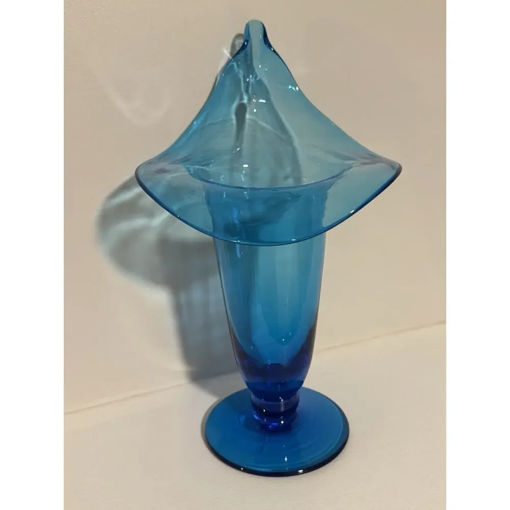 Vintage Art Deco Glass Vase Blue